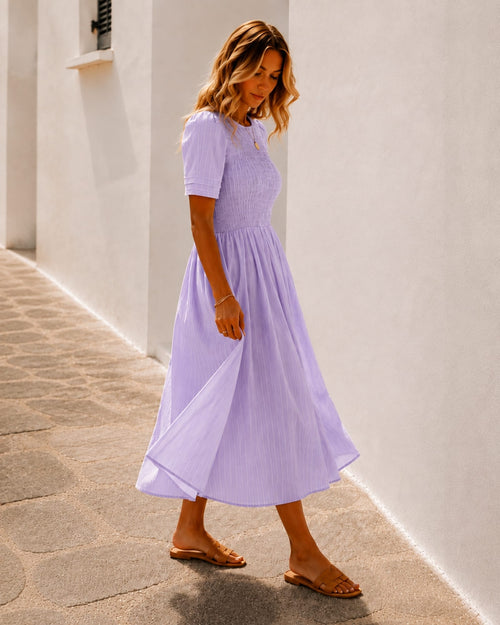 Iolana Lavender Cotton Midi Dress