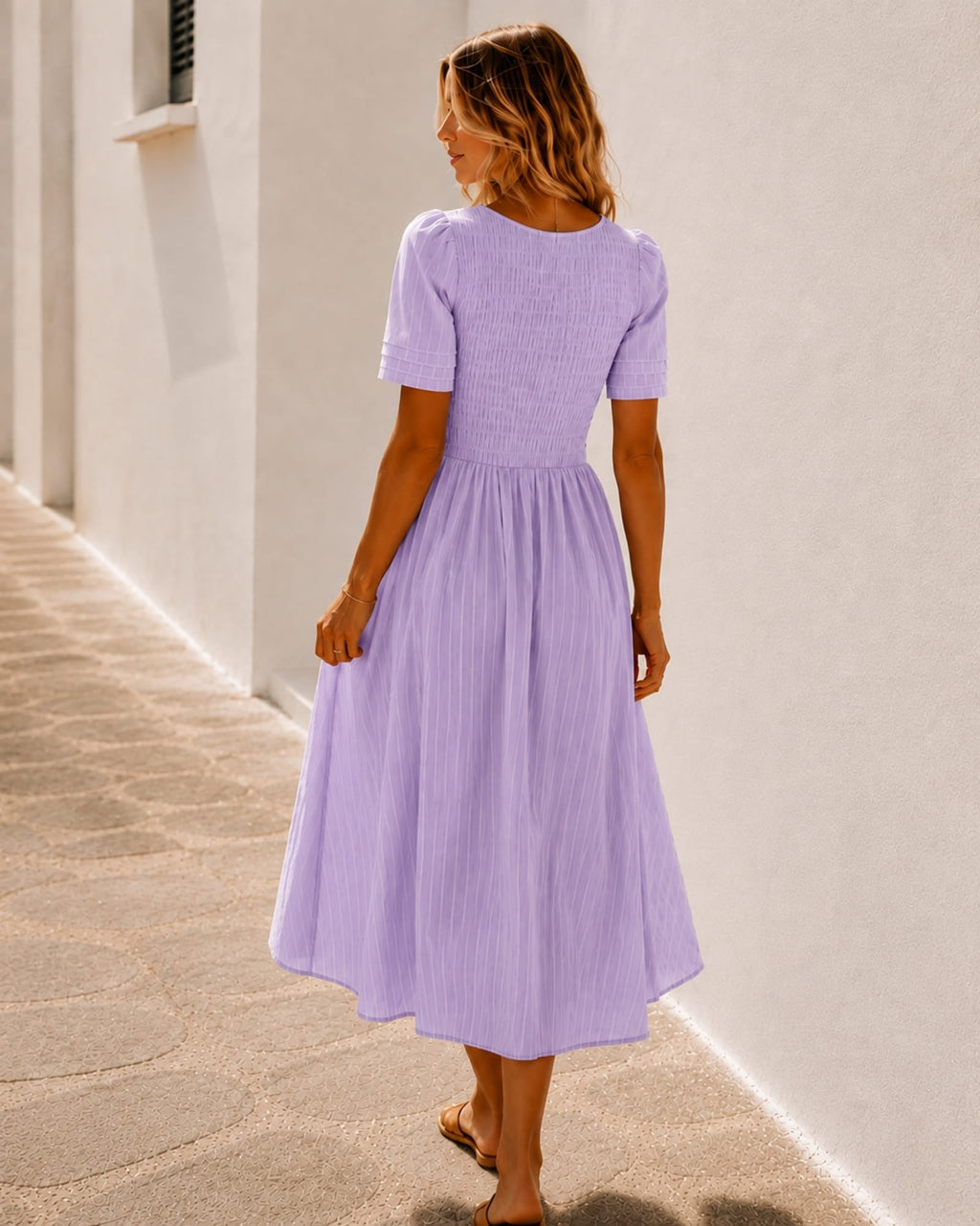 Iolana Lavender Cotton Midi Dress
