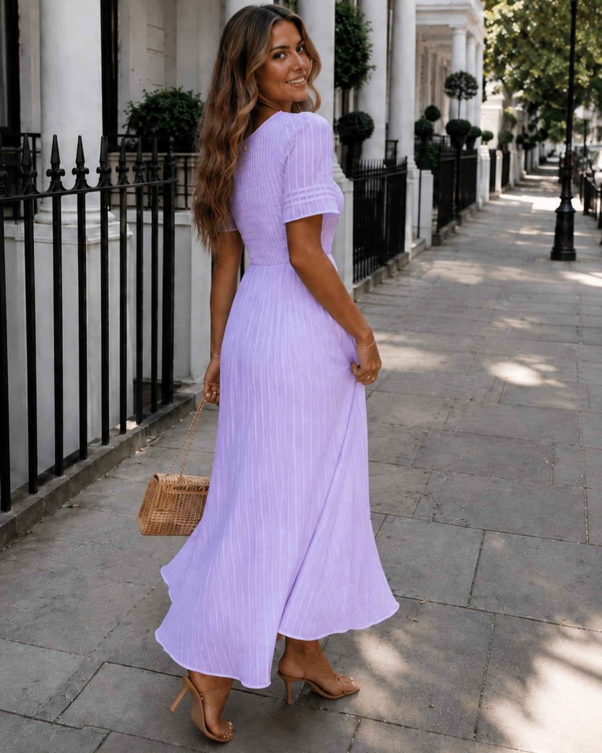 Iolana Lavender Cotton Midi Dress