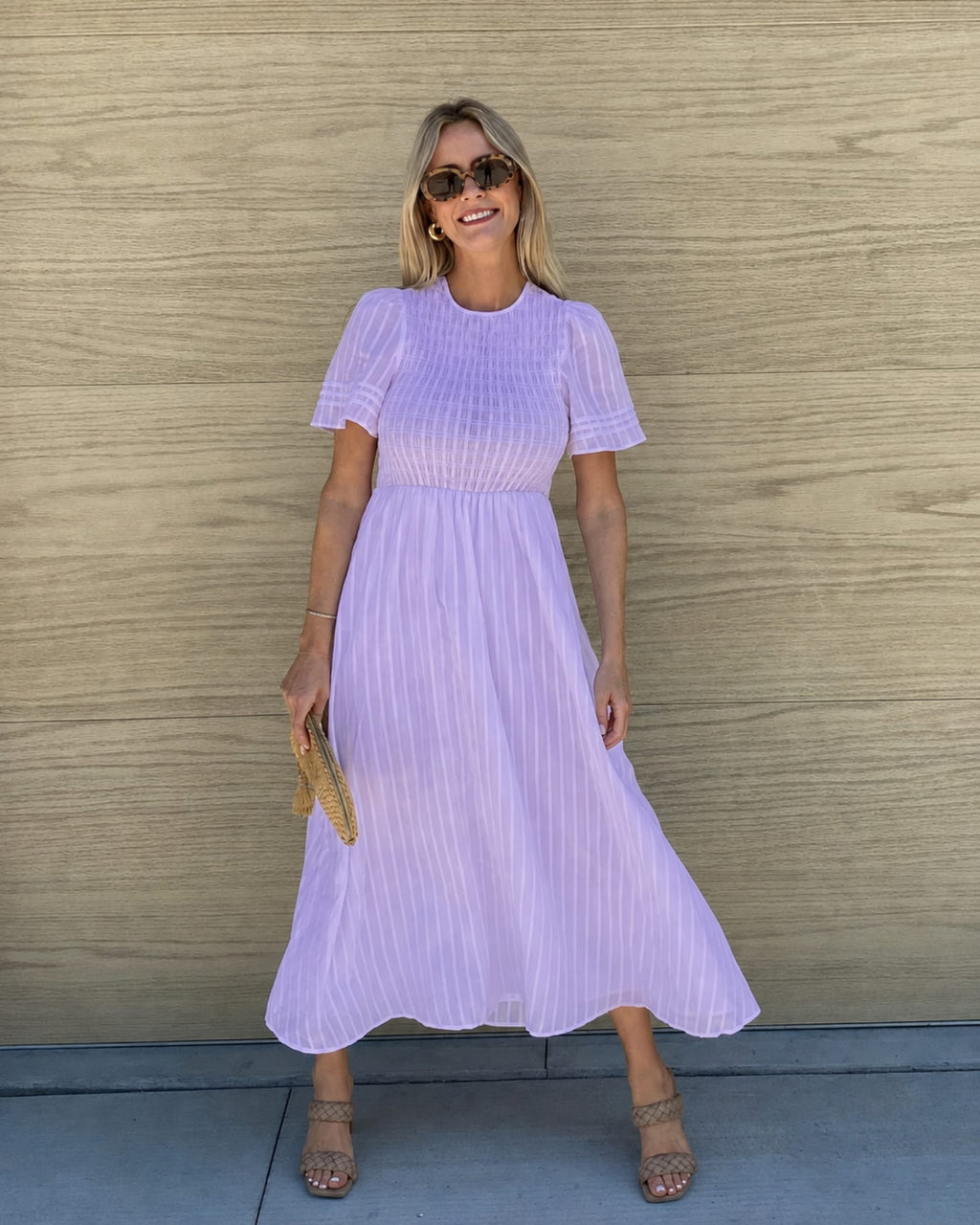 Iolana Lavender Cotton Midi Dress