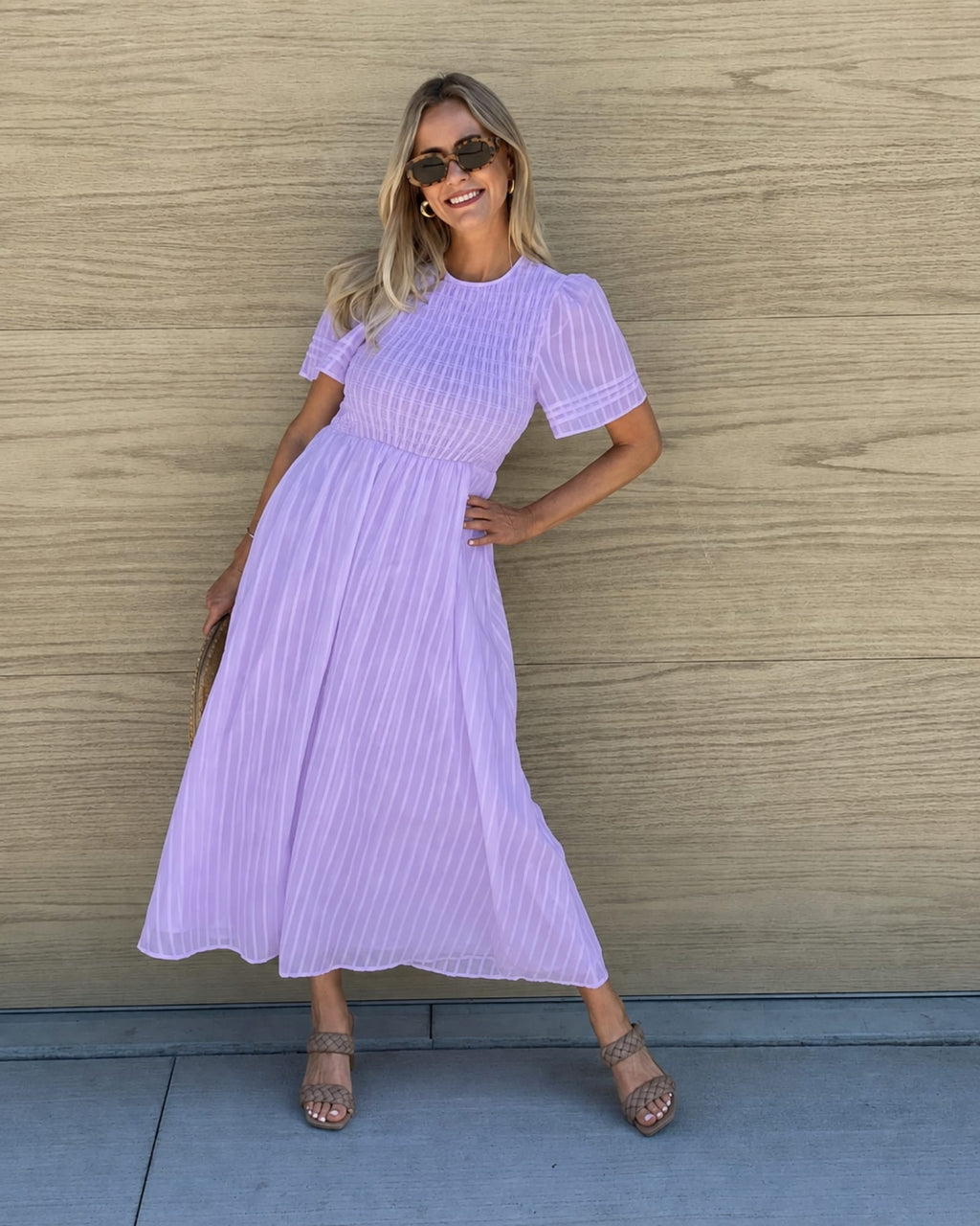 Iolana Lavender Cotton Midi Dress