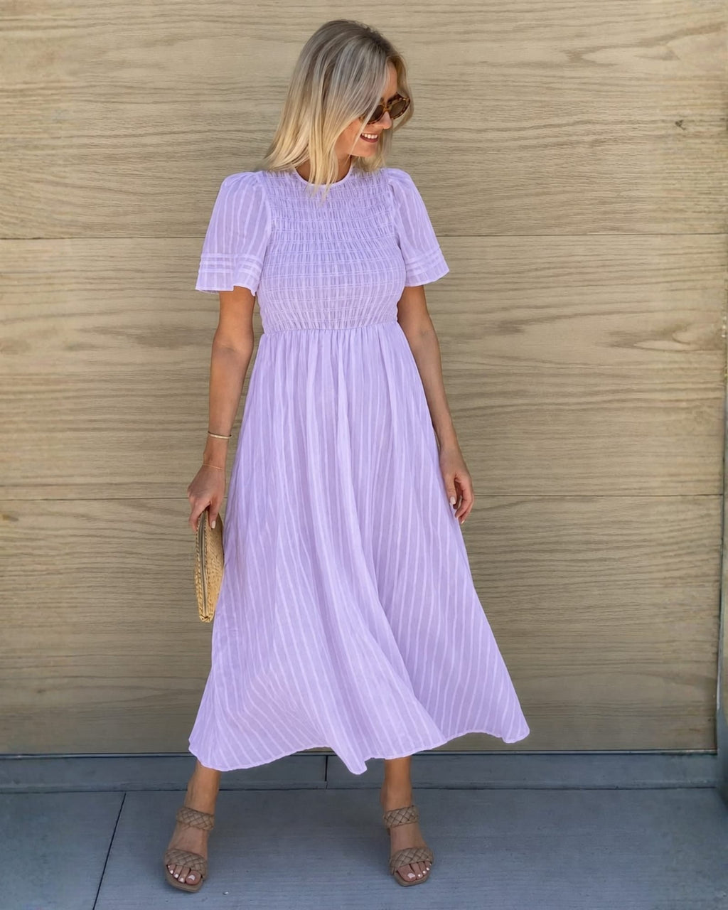 Iolana Lavender Cotton Midi Dress