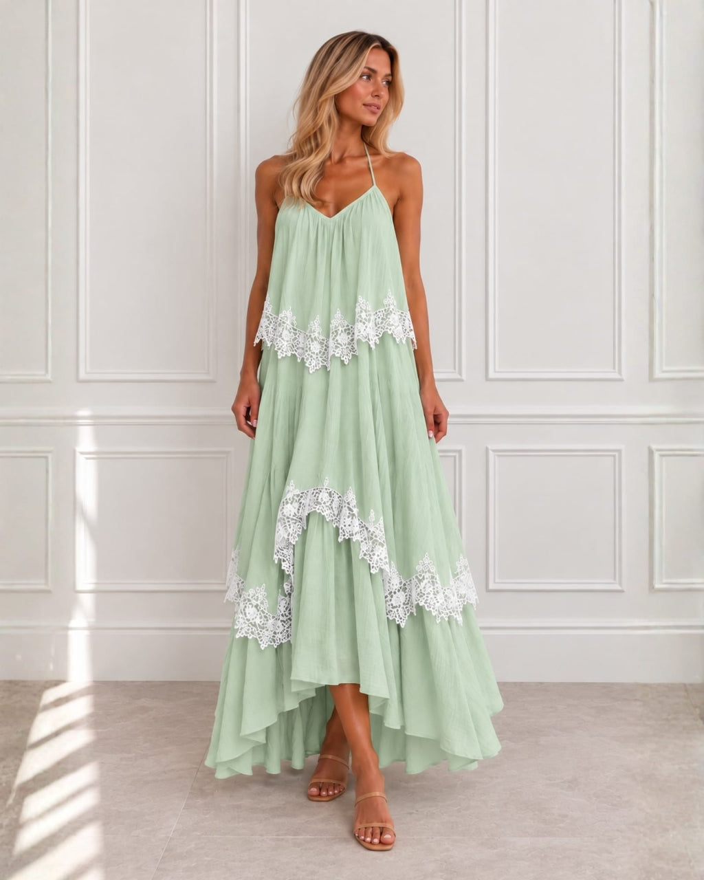 Qiana Sage Green Dress