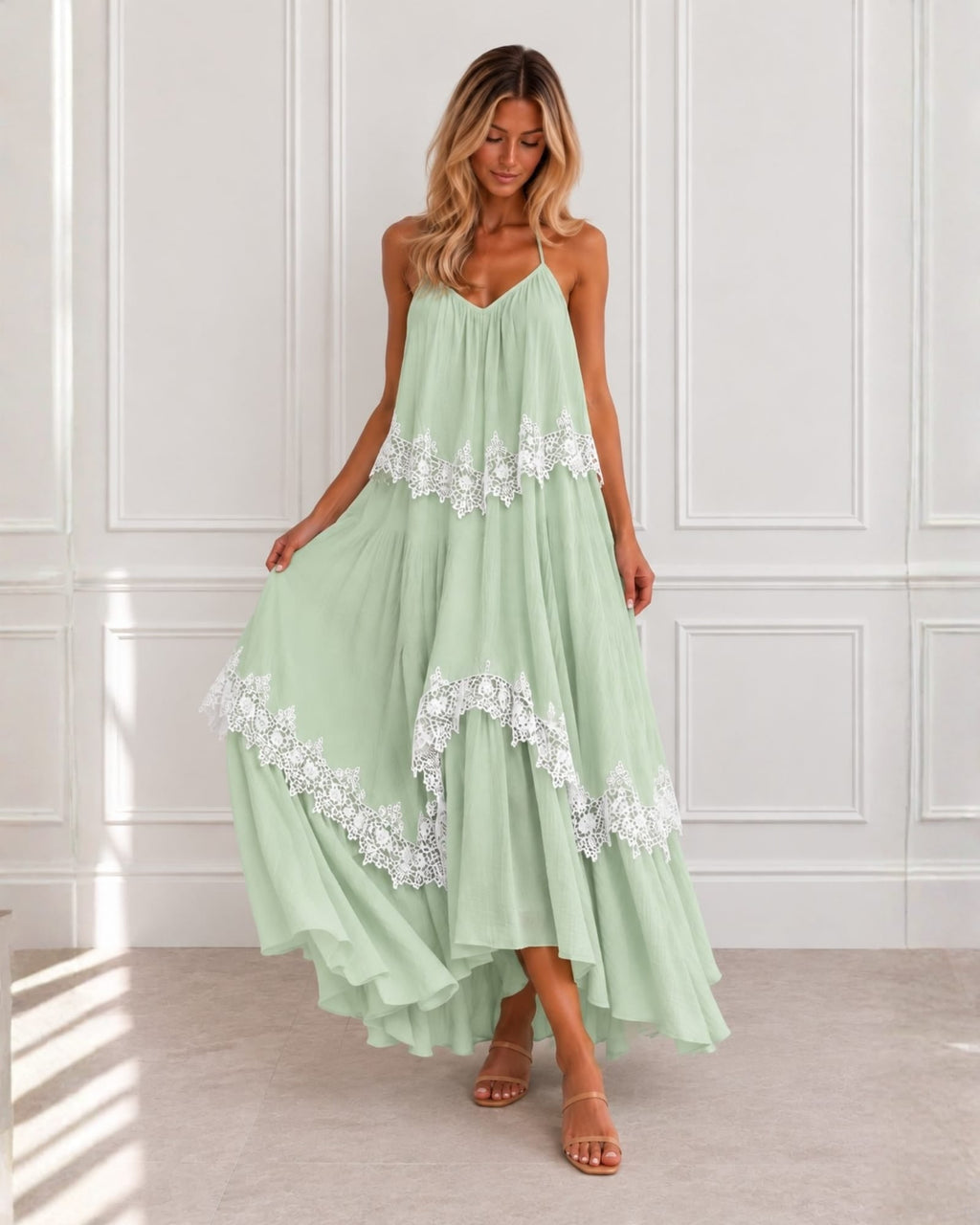 Qiana Sage Green Dress
